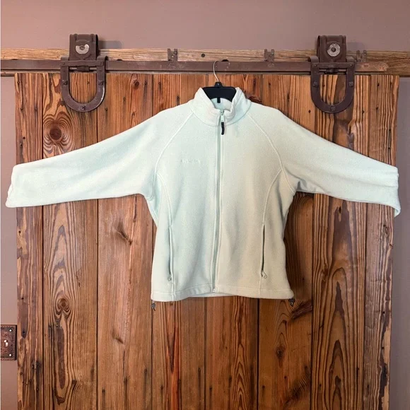 Columbia Women's Large Pale Mint Green “Benton Springs” Full-Zip Fleece Jacket - Picture 2 of 10